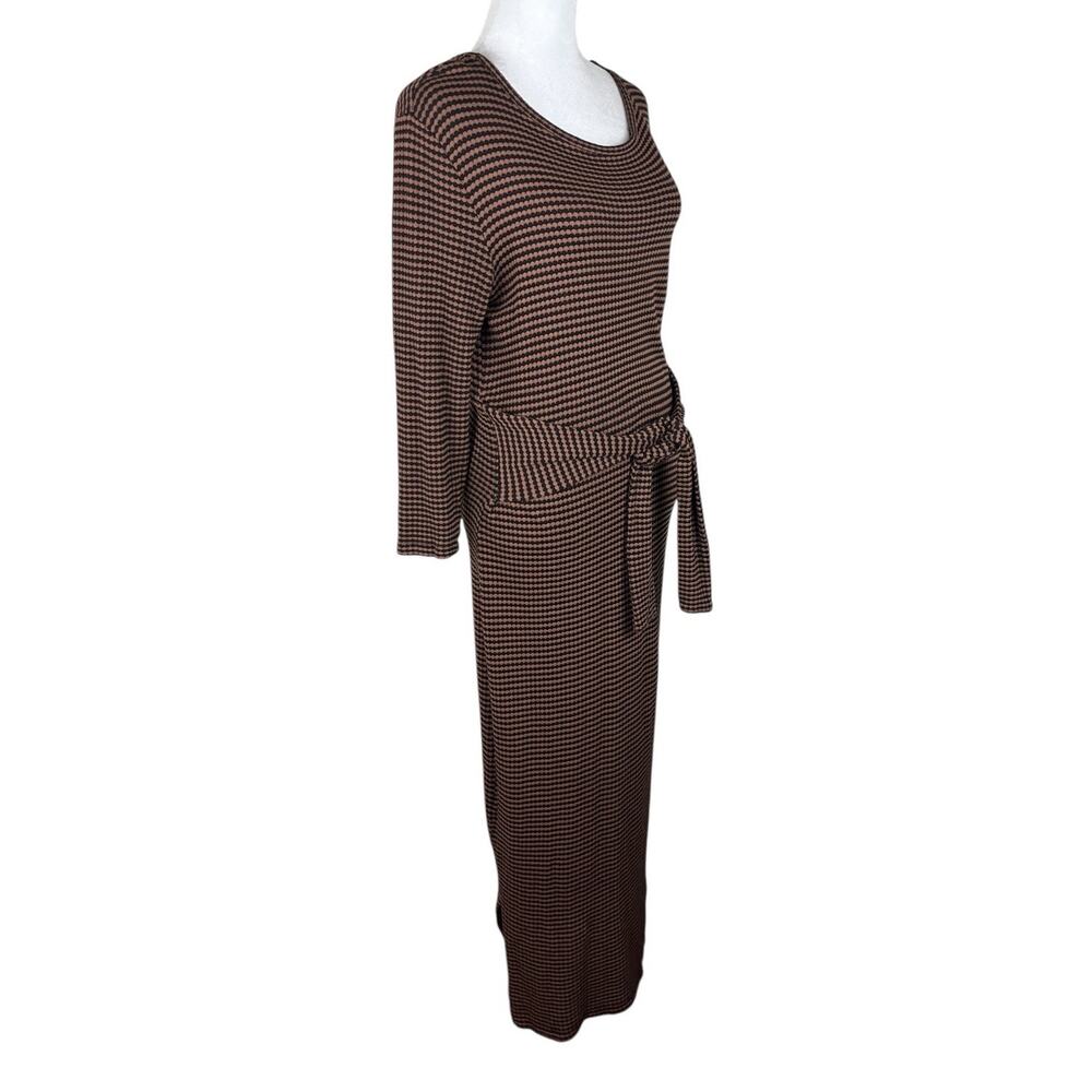 Amour Vert Colombe Scallop Stripe Ribbed Knit Midi Dress Minimalist Size Small - Picture 3 of 7